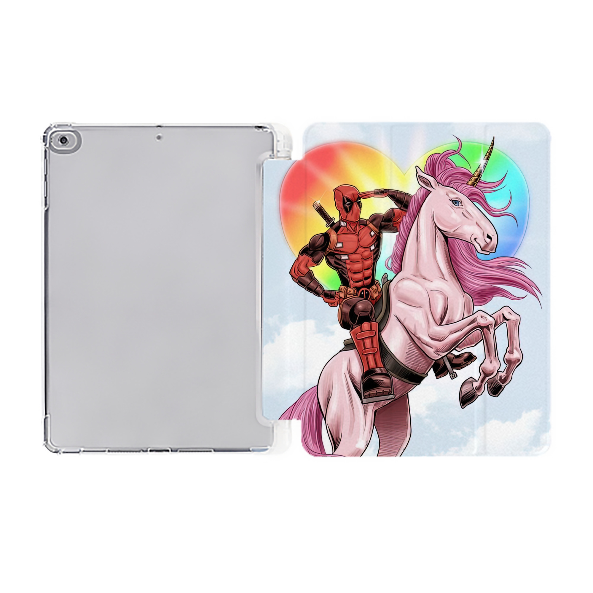 （画像用） Deadpool デッドプール IPad ケース ペン収納付き 三つ折りスタンド PUレザー×シリコン 対応機種9.5/10.5/10.9インチ